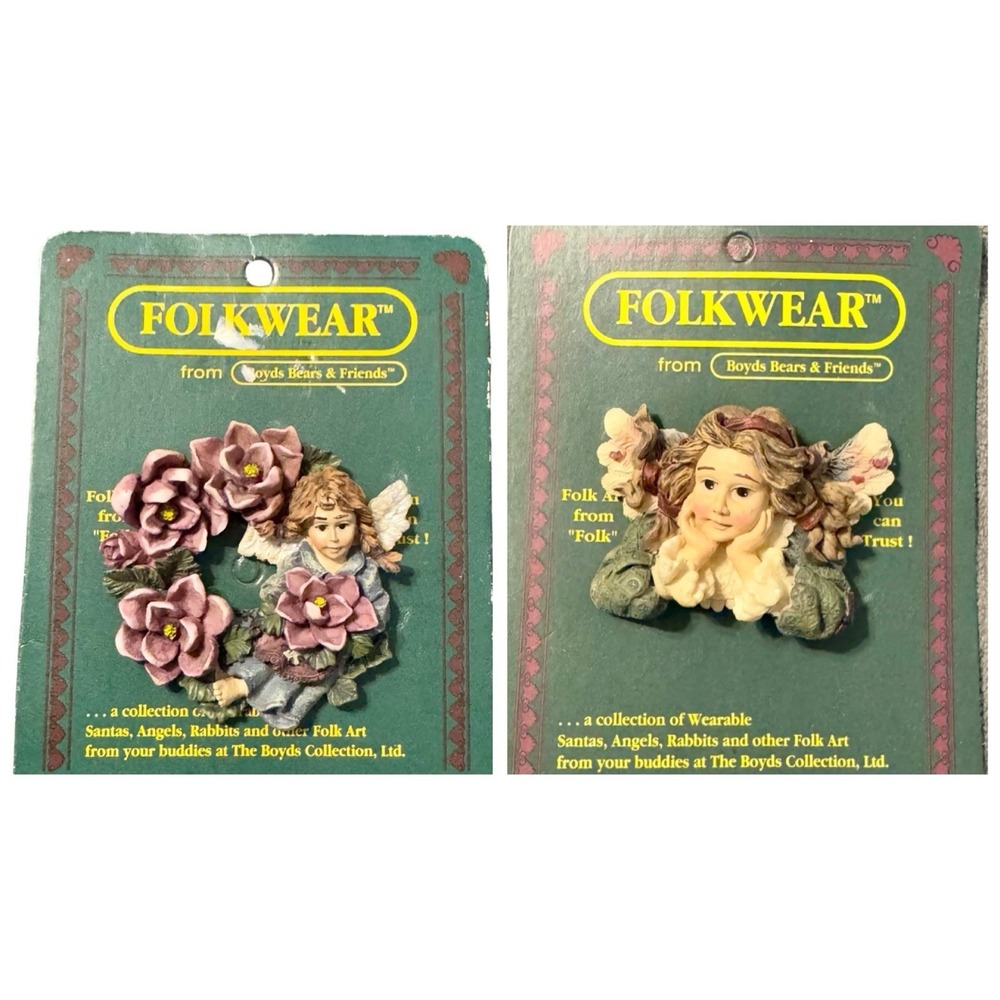 Vintage Angel Pin Brooch Boyds Bears & Friends Folkwear Lot of 2 New NOS